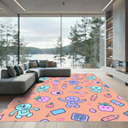 Playful Figures Apples Pencils Composition Rug
