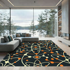 Orange and Cream Atomic Orbit Geometric Rug