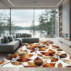 Earthy Autumn Foliage Watercolor Leaves Rug