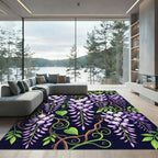 Purple Wisteria Vine Botanical Art Rug