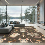Whimsical Woodland Mouse with Pinecone Illustration Rug