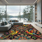Vibrant Exotic Parrot Mandala Garden Rug