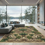 Elegant Beige Grape Vine Damask Rug