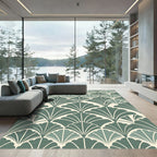 Art Deco Teal Fan Layout Rug