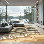 Earthy Tones Abstract Wave Rendering Rug
