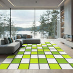 Modern Geometric Lime Green Grid Rug