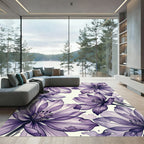 Ethereal Watercolor Purple Floral Bloom Rug