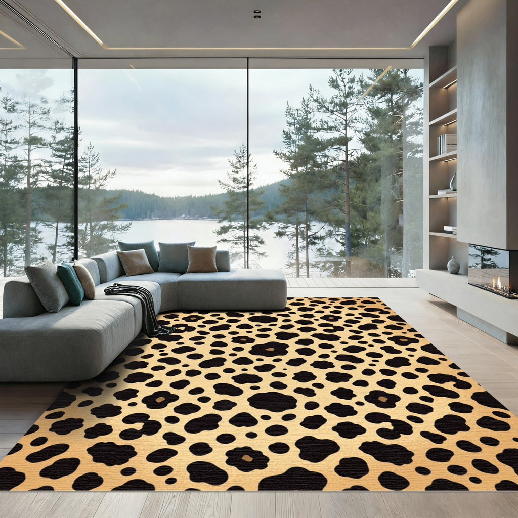 Golden Leopard Spot Accents Rug