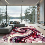 Raspberry Swirl Abstract Watercolor Rug