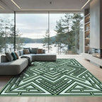 Sage Green Art Deco Geometric Labyrinth Rug