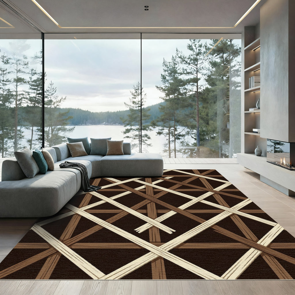 Woven Bamboo Lattice Pattern Rug