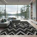 Monochromatic Mountain Zigzag Graphic Rug