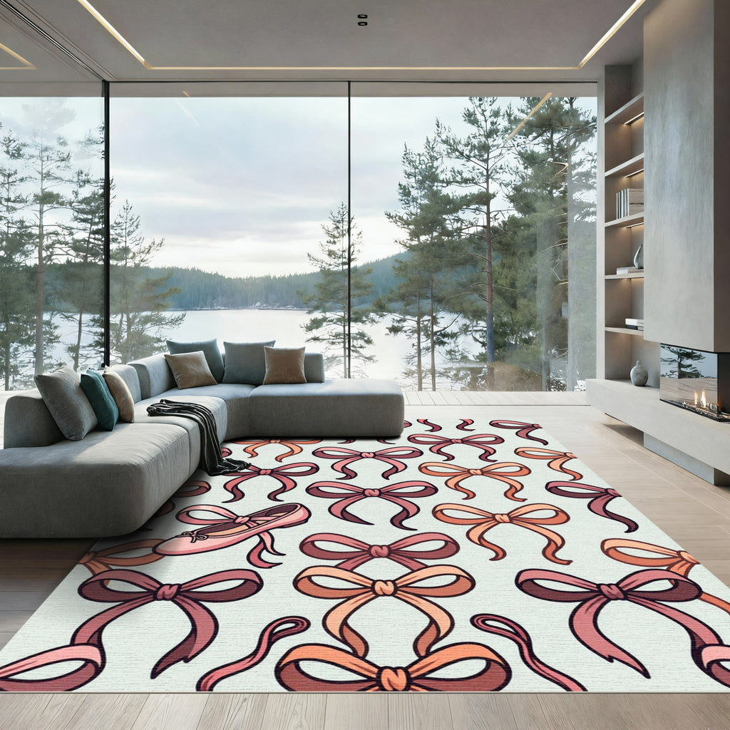 Whimsical Blush Pink Ballet Ribbon Rug