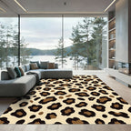 Brown Black Spotted Animal Print Rug