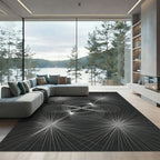 Silver Starburst Swirl Abstract Rug