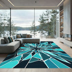 Abstract Teal Shards Geometric Radiance Rug