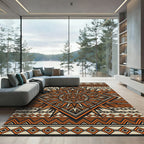 Tribal Geometric Diamond Orange Earthy Rug