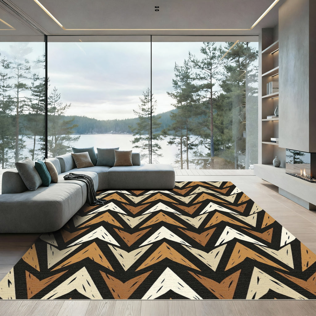 Earthy Tones Chevron Textured Rug
