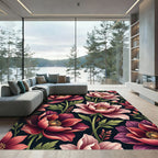 Moody Burgundy and Blush Botanical Floral Rug