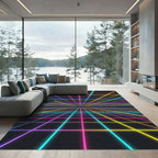Neon Retrowave Infinite Symmetric Grid Rug
