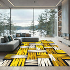 Woven Golden Yellow and Cream Plaid Rug