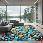 Blue Gemstones Jagged Terra Cotta Vases Rug