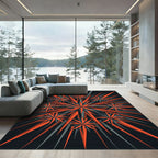 Geometric Starburst Orange and Charcoal Rug