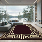 Golden Key Geometric Border Rug