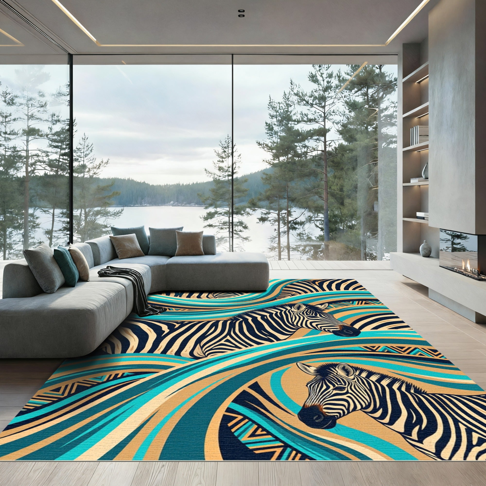 Bold Zebra Stripes Wave Composition Rug