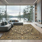 Ornate Gold Floral Interlace Rug