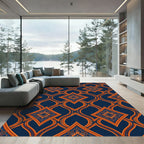 Navy and Amber Geometric Quatrefoil Medallion Rug