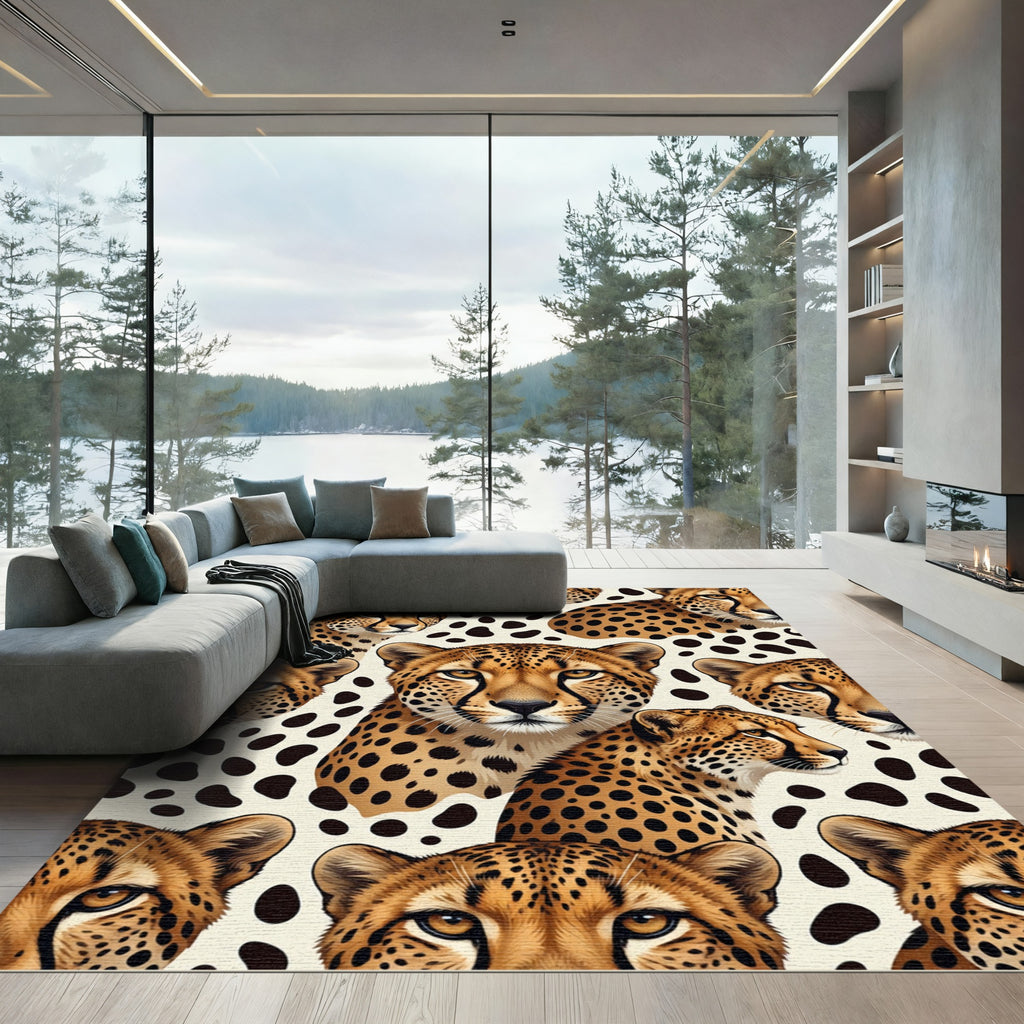 Bold Cheetah Print Animal Close-up Rug