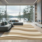 Modern Beige Layered Wavy Lines Rug