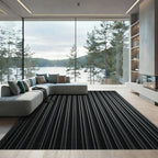 Modern Dark Gray Vertical Stripe Rug