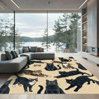 Playful Feline Cats on Cream Backdrop Rug
