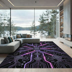 Purple Pink Circuit Board Network Rug