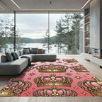 Pink Crown Rose Star Medallion Rug