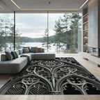 Monochromatic Gothic Arch Iron Scroll Rug
