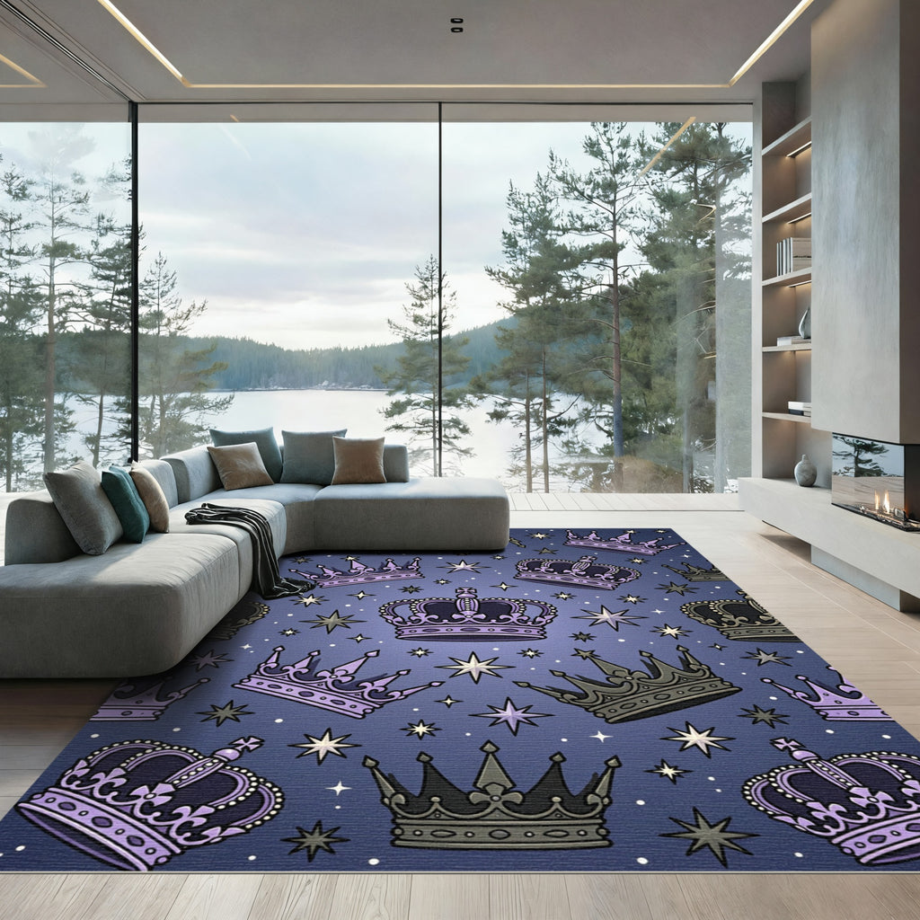 Celestial Violet Royal Crown Constellation Rug