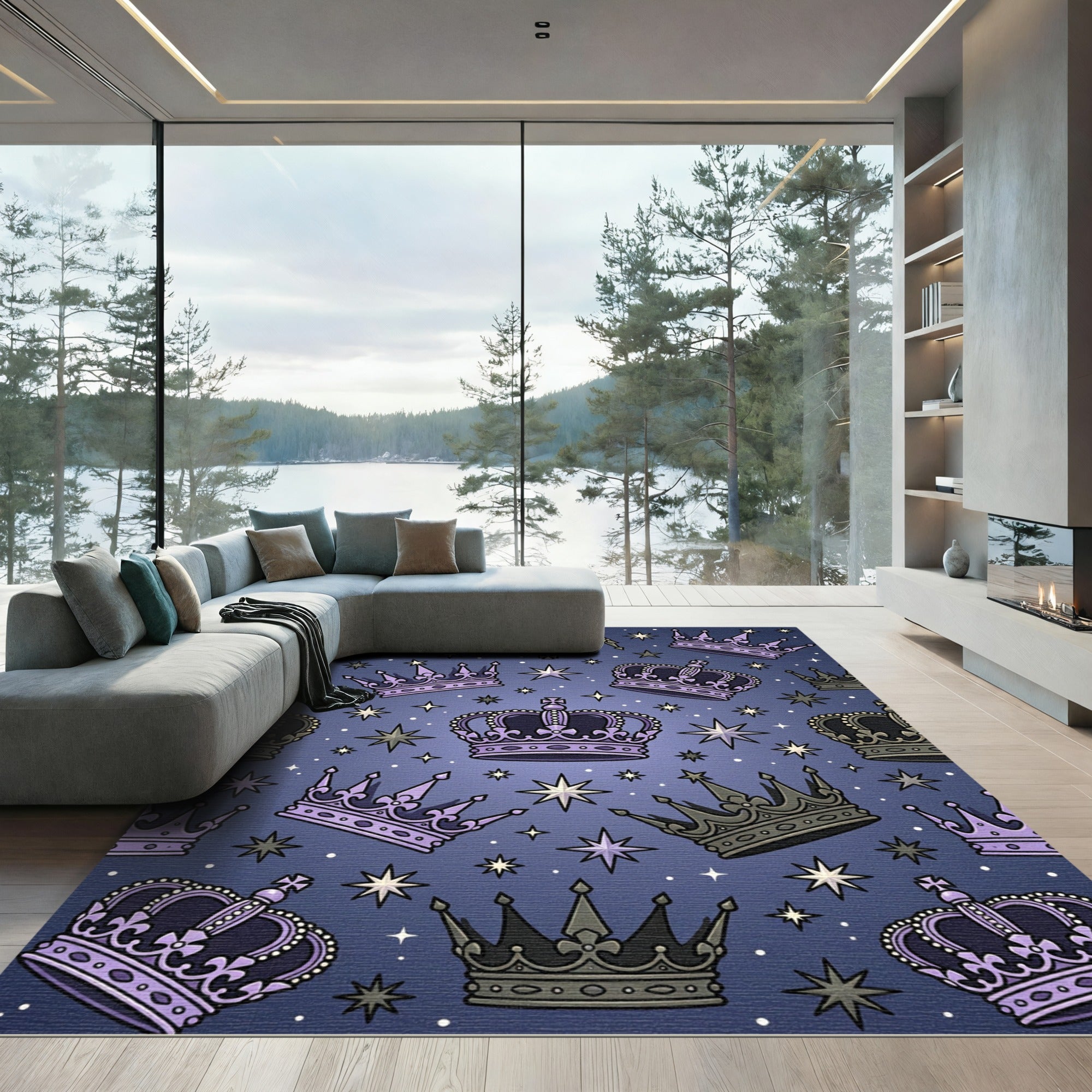 Celestial Violet Royal Crown Constellation Rug