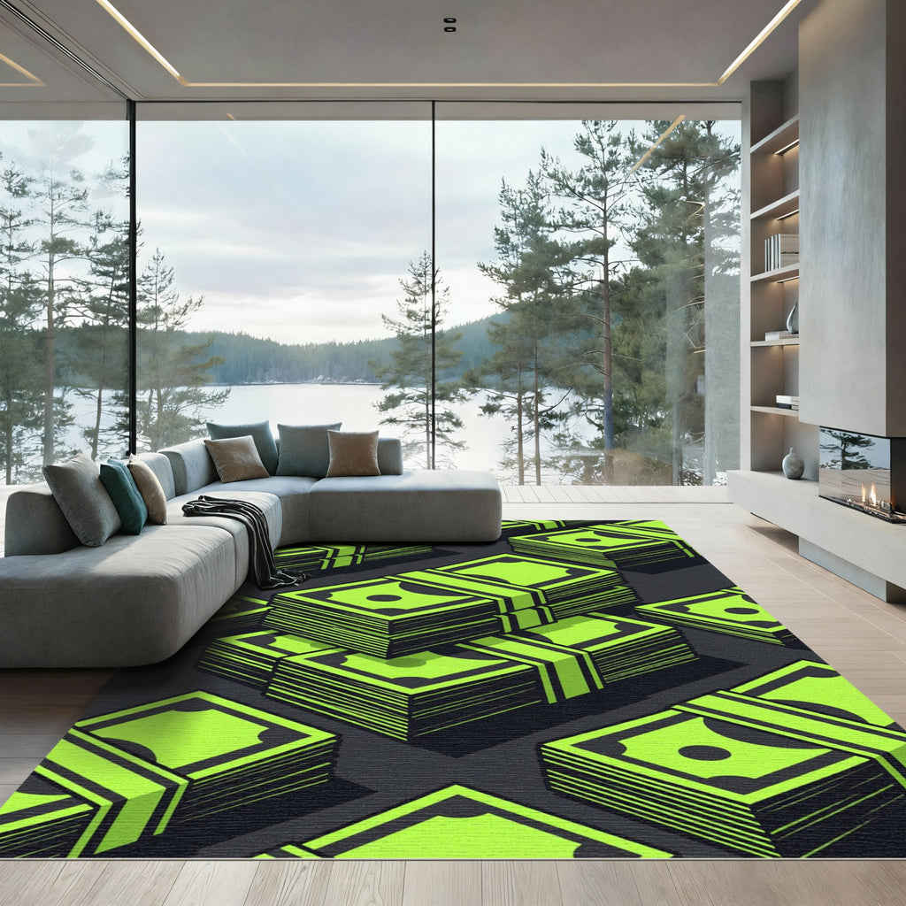 Neon Currency Stack Isometric Pop Rug