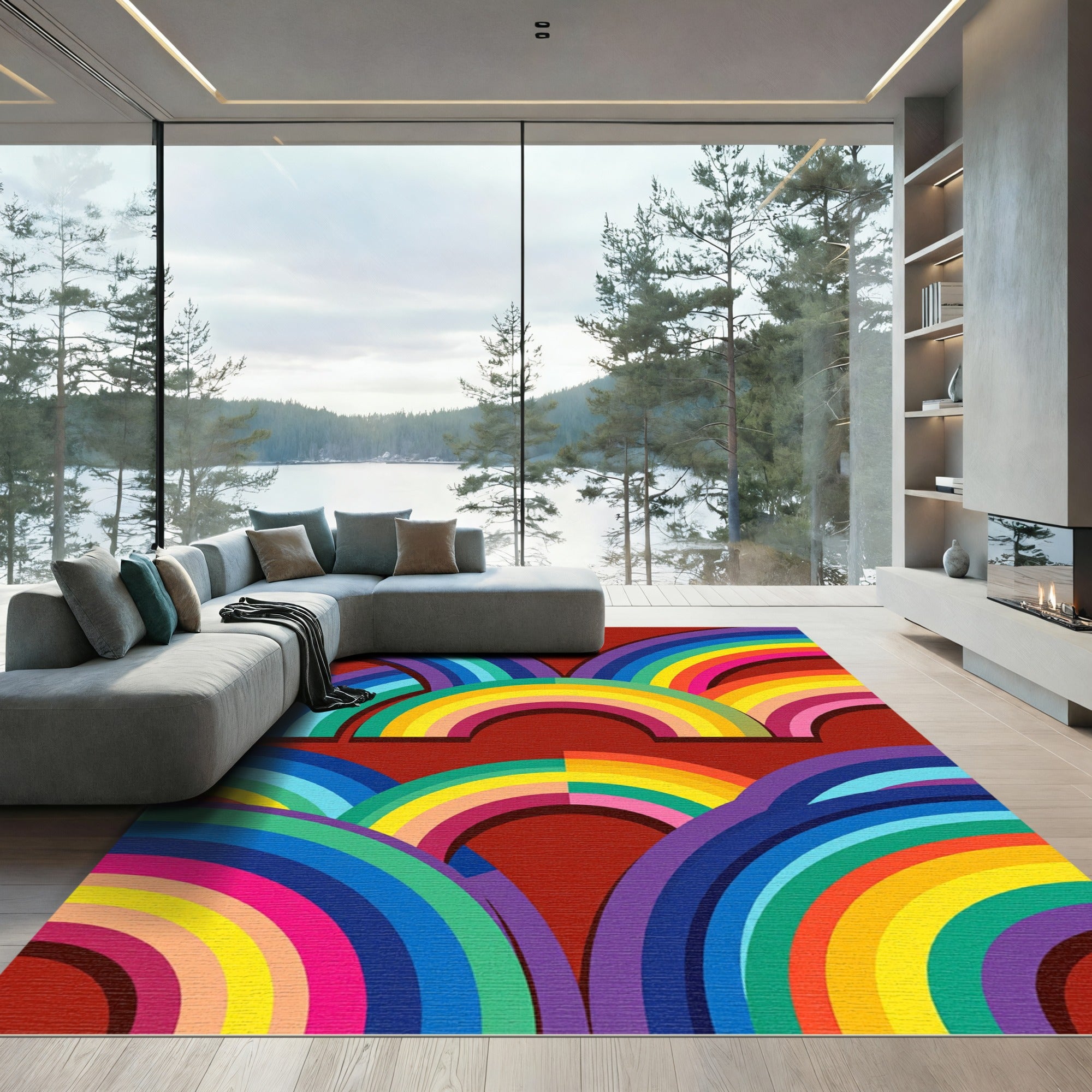 Vibrant Rainbow Arch Collection Rug
