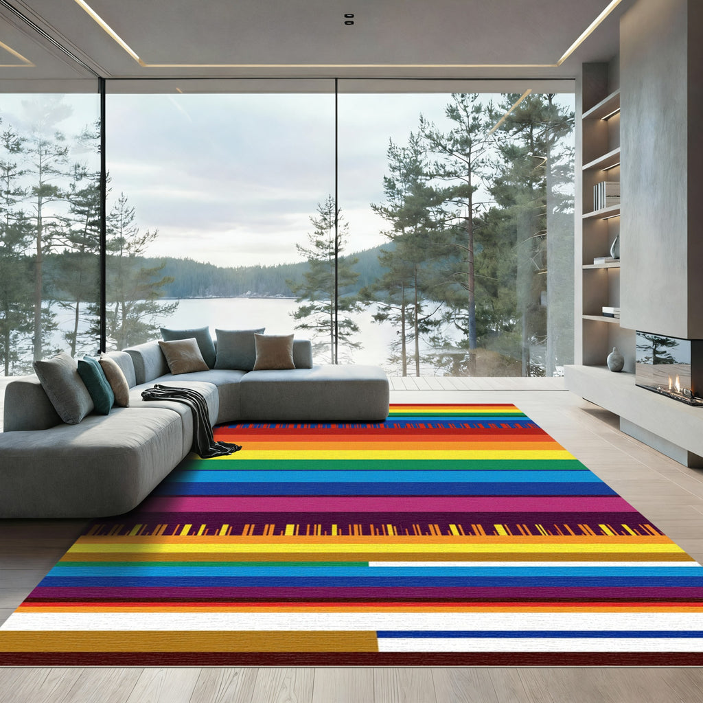 Rainbow Stripe Composition Art Rug