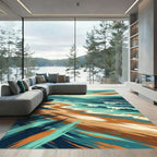 Abstract Coastal Horizon Brushstrokes Rug