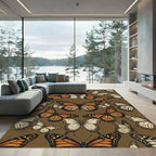 Golden Monarch Butterfly Earthy Floral Rug
