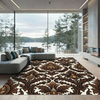 Rich Brown Baroque Floral Scroll Rug