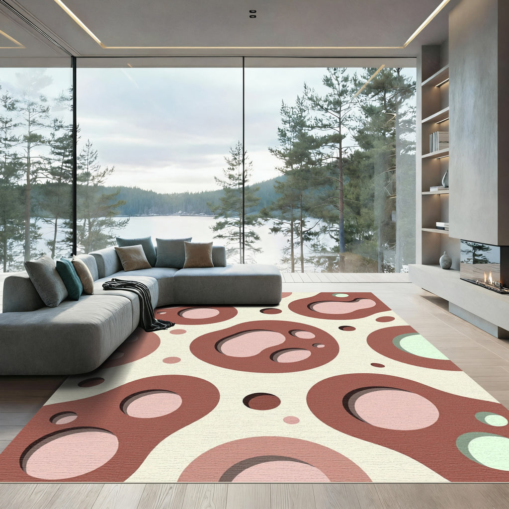 Abstract Earth Tone Organic Layered Shapes Rug