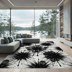 Black Ink Splatter Starburst Rug