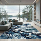 Dynamic Blue Ocean Splash Watercolor Rug