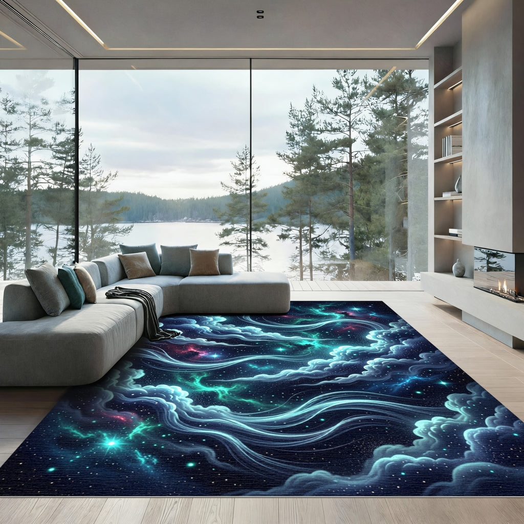 Ethereal Cosmic Nebula Swirl Rug